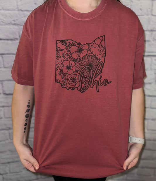 floral red ohio // tshirt