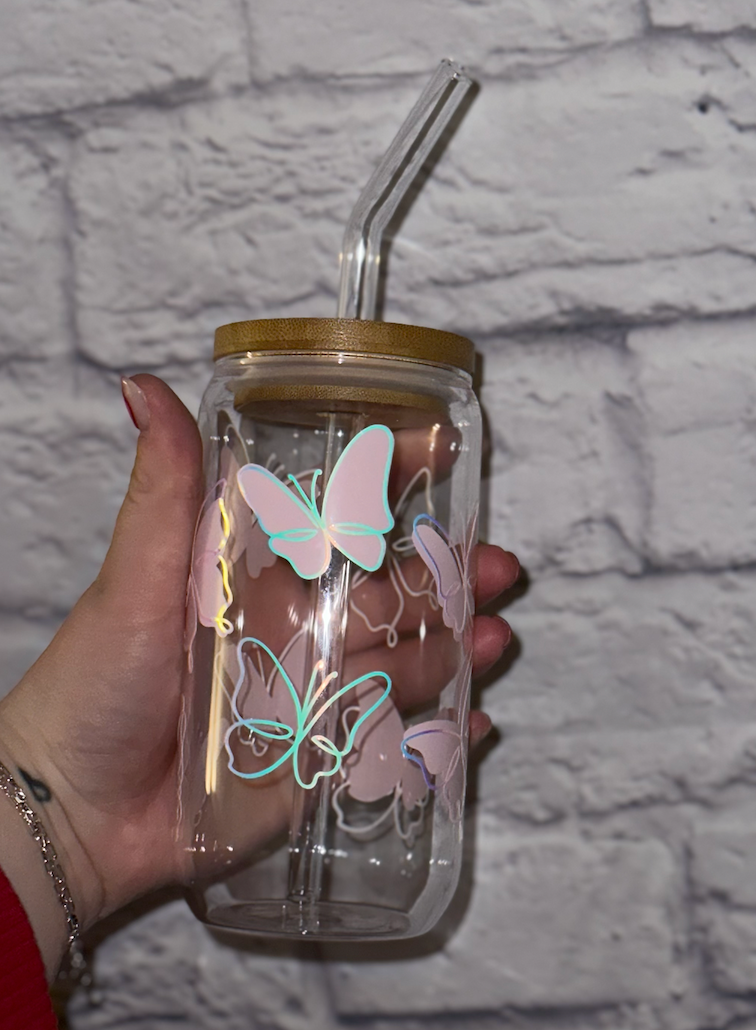 butterfly // glass 16oz cup